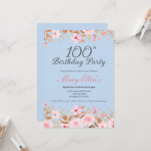 Fête florale féminine élégante rose pour 100e anni