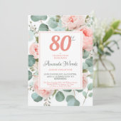 Invitation Fête florale floue 80e anniversaire (Debout devant)
