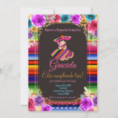 Invitation Fête Florale mexicaine Anniversaire Mis Tres Años (Devant)
