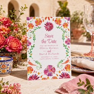 Invitation Fête Florale Mexicaine Colorée Save the Date