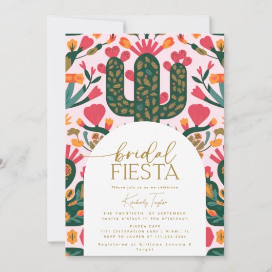 Invitation Fête Florale Mexicaine Douche Fiesta (Devant)