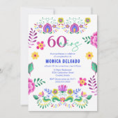 Invitation Fête Florale mexicaine espagnole 60e fête d'annive (Devant)