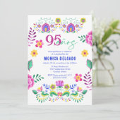 Invitation Fête Florale mexicaine espagnole 95e fête d'annive (Debout devant)