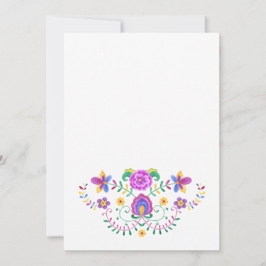 Invitation Fête Florale mexicaine espagnole 99e fête d'annive (Dos)