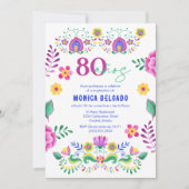 Invitation Fête Florale Mexicaine Espagnole pour les 80 ans (Devant)