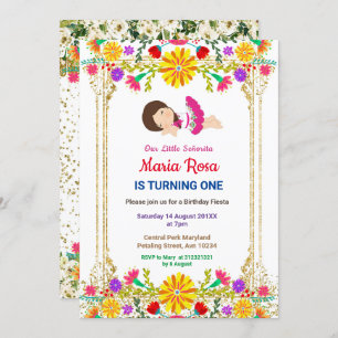 Invitation Fête Florale Mexicaine Fille Fête Anniversaire