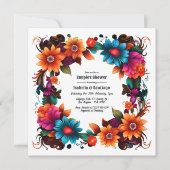 Invitation Fête Florale Mexicaine Gras pour Couple (Devant)