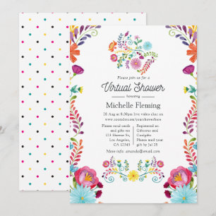 Invitation Fête Florale Mexicaine Virtuelle de Baby Shower