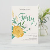 Invitation Fête Florale moderne 40e anniversaire (Debout devant)