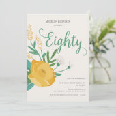 Invitation Fête Florale moderne 80e anniversaire (Debout devant)