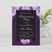 Invitation Fête Florale noire et violette (Debout devant)