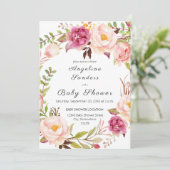 Invitation Fête florale ou Baby shower rose en fleurs (Debout devant)