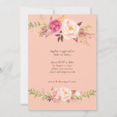 Invitation Fête florale ou Baby shower rose en fleurs (Dos)