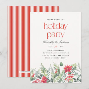 Invitation Fête Florale Prépa Rouge à Rayures pour Noël