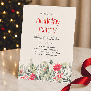 Invitation Fête Florale Prépa Rouge à Rayures pour Noël
