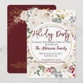 Invitation Fête Florale Rose blanche (Devant / Derrière)