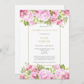 Invitation Fête Florale rose de la vie funéraire (Devant / Derrière)