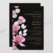 Invitation Fête Florale Rose De La Vie Funéraire (Devant / Derrière)