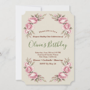 Invitation Fête Florale Roses Romantiques Vintage Chic Décont