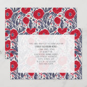 Invitation Fête florale rouge blanc bleu générique tout usage (Devant / Derrière)