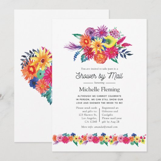 Invitation Fête Florale sous forme de douche par la Poste (Devant / Derrière)
