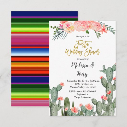 Invitation Fête florale succulente de mariage (Devant / Derrière)