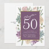 Invitation Fête Florale Surprise, 50e anniversaire de la femm (Devant / Derrière)