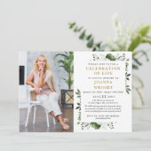 Invitation Fête Florale Verte De La Vie Funéraire Photo (Debout devant)