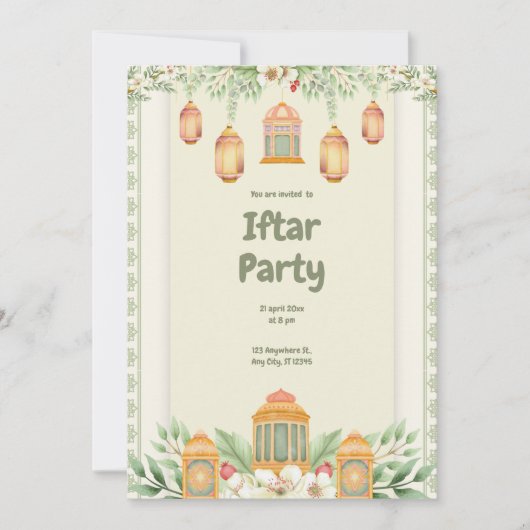 Invitation Fête florale verte de l'Iftar (Devant)