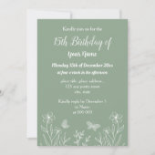 Invitation Fête florale verte sauge simple (Devant)