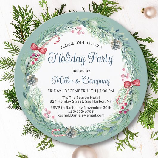 Invitation Fête Florale Wreath Corporate Christmas Party