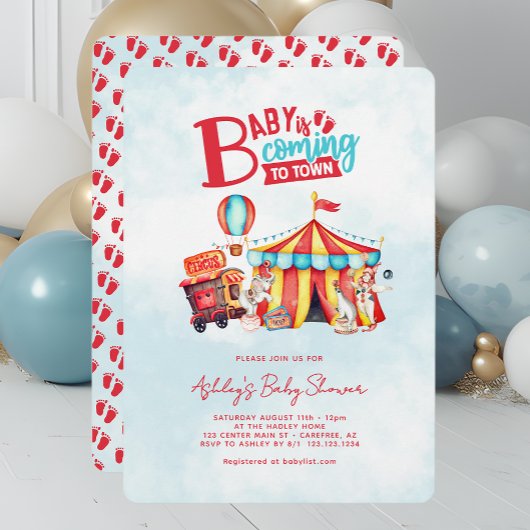 Invitation Fête foraine Baby Shower Cirque