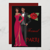 Invitation Fête Formelle Gold Black Red Robe cravate noire (Devant / Derrière)