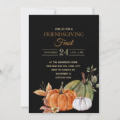 Invitation Fête Friendsgiving citrouilles noires (Devant)