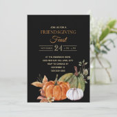 Invitation Fête Friendsgiving citrouilles noires (Debout devant)