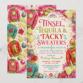 Invitation Fête Friendsmas avec des pulls clinquants et de la (Devant / Derrière)