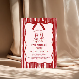 Invitation Fête Friendsmas dessinée à la main avec fantaisie
