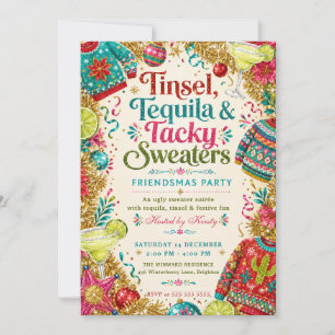 Invitation Fête Friendsmas Paillettes Tequila Chemises Taffes