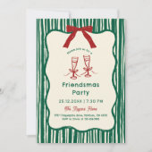 Invitation Fête Friendsmas Vert Capriceuse Dessinée à la Main (Devant)