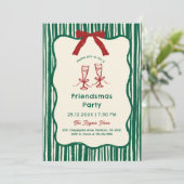 Invitation Fête Friendsmas Vert Capriceuse Dessinée à la Main (Debout devant)