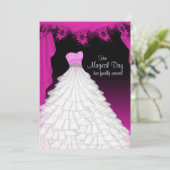 Invitation Fête Fuchsia Hot rose Daisy Quinceanera (Debout devant)