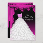 Invitation Fête Fuchsia Hot rose Daisy Quinceanera (Devant / Derrière)