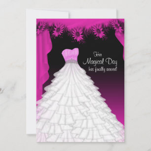 Invitation Fête Fuchsia Hot rose Daisy Quinceanera