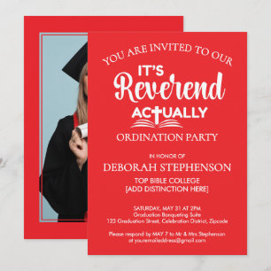 Invitation Fête Fun C'EST ACTUALLY RÉVÉREND Ordination