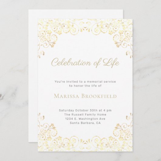 Invitation Fête funéraire de la vie (Devant / Derrière)