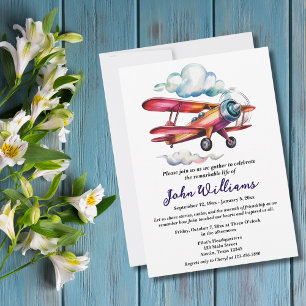 Invitation Fête funéraire de la vie Mémorial avion