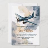 Invitation Fête funéraire de la vie Mémorial Avion bleu (Devant)