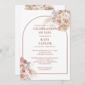 Invitation Fête funéraire de la vie Pampas Grass Floral (Devant / Derrière)