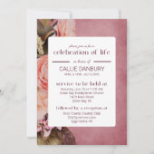 Invitation Fête funéraire des fleurs roses de Ballerina Céléb (Devant)