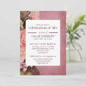 Invitation Fête funéraire des fleurs roses de Ballerina Céléb (Debout devant)